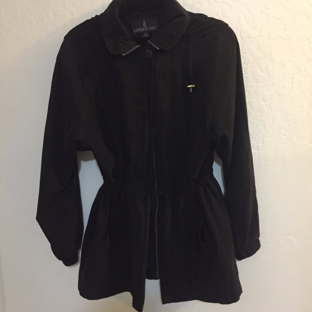 London Fog Black Coat w/Detachable Hood